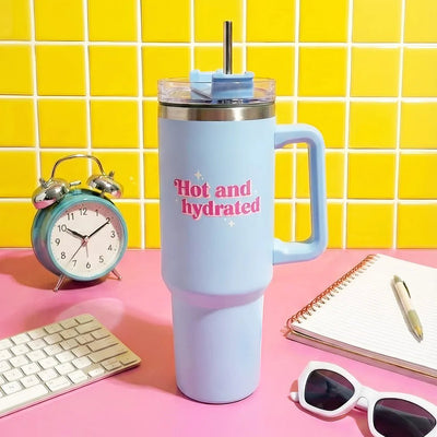 Hot & Hydrated Tumbler | Insulated Reusable Travel Cup – Bottles & Sippers on Brown Living™. SKU: MS-DRK-0022. Img 1.