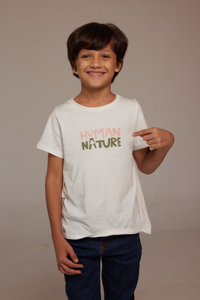 Human Nature Kids Unisex Organic Cotton T-shirt | White | Verified Sustainable by Brown Living™