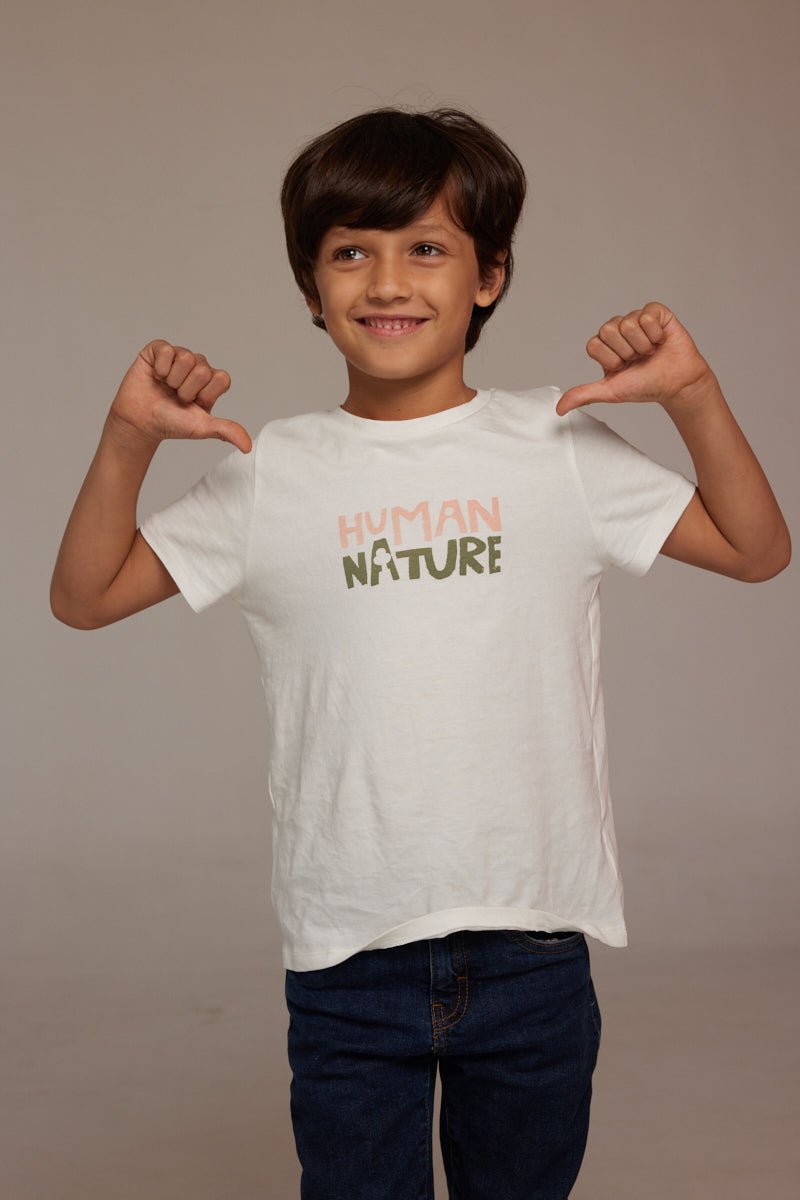 Human Nature Kids Unisex Organic Cotton T-shirt | White | Verified Sustainable by Brown Living™