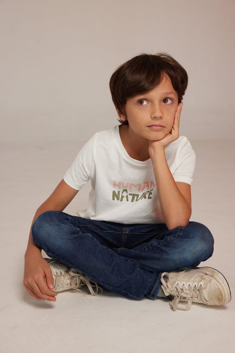 Human Nature Kids Unisex Organic Cotton T-shirt | White | Verified Sustainable by Brown Living™