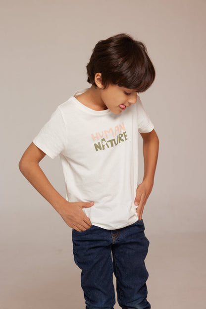 Human Nature Kids Unisex Organic Cotton T-shirt | White | Verified Sustainable by Brown Living™