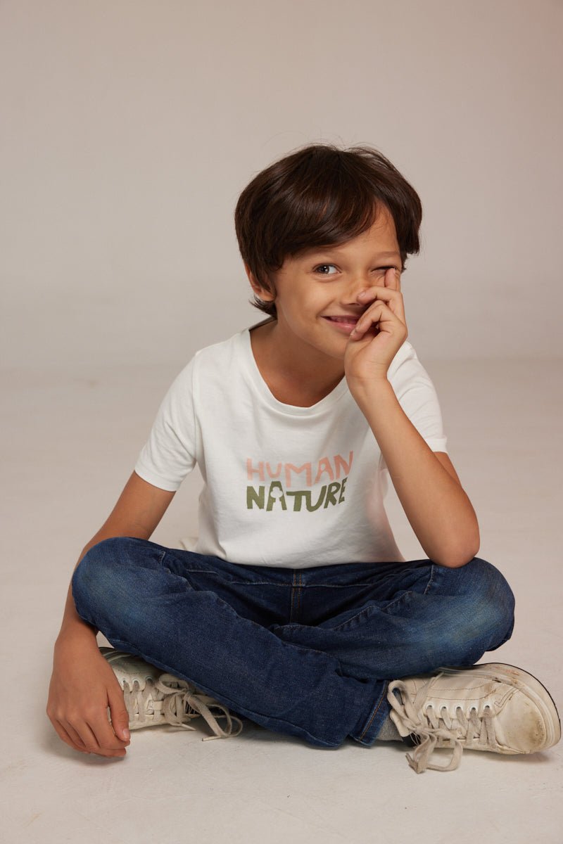 Human Nature Kids Unisex Organic Cotton T-shirt | White | Verified Sustainable by Brown Living™