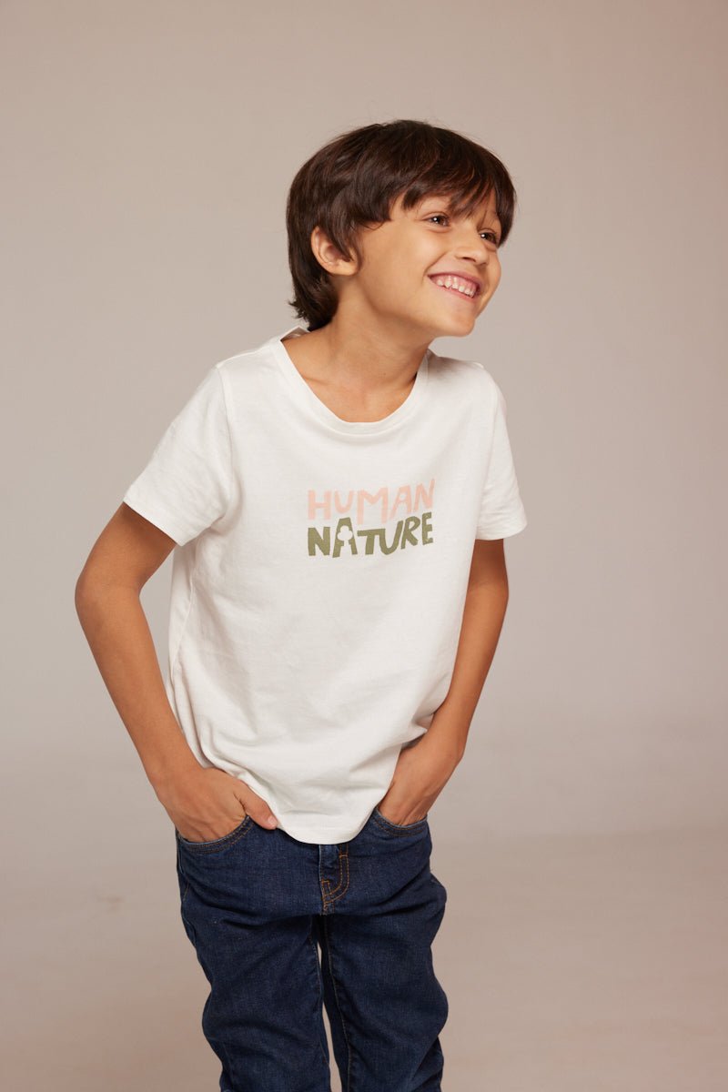 Human Nature Kids Unisex Organic Cotton T-shirt | White | Verified Sustainable by Brown Living™