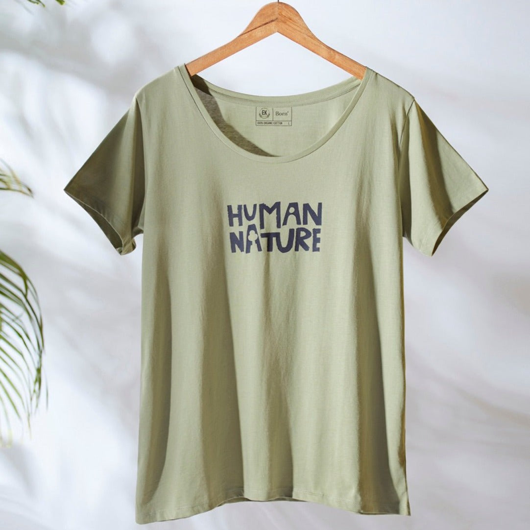 Human Nature Womens Organic Cotton T-shirt | Sage | Verified Sustainable by Brown Living™