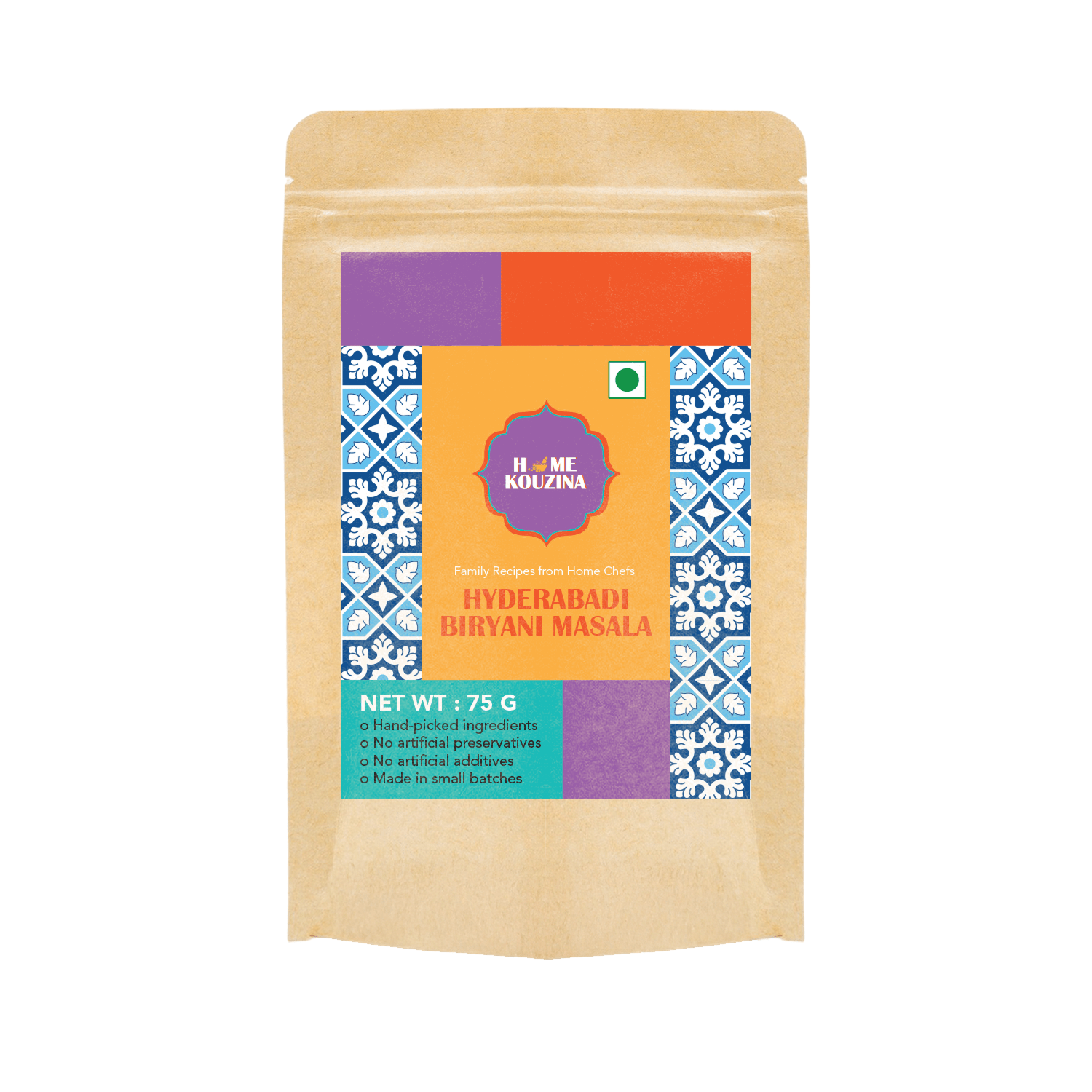Hyderabadi Biryani Masala 75g | Authentic Indian Spice Blend – Seasonings & Spices on Brown Living™. SKU: HK_HBM_04. Img 1.