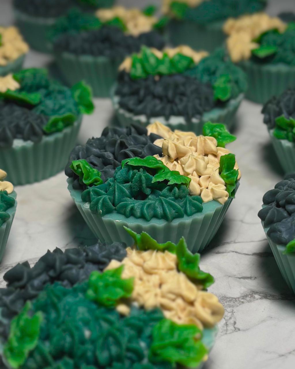 Hydrangea Cupcake Soap | Handmade Floral - Themed Bath Soap – Body Soap on Brown Living™. SKU: SLTYSECRT-03. Img 2.