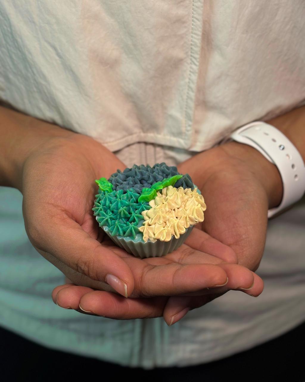 Hydrangea Cupcake Soap | Handmade Floral - Themed Bath Soap – Body Soap on Brown Living™. SKU: SLTYSECRT-03. Img 1.