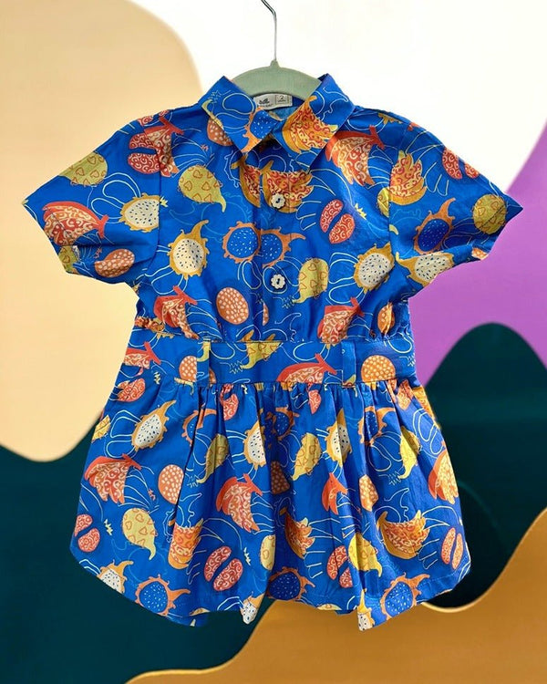 I-Peel- Good Printed Cotton Playsuit | Verified Sustainable Kids Frocks & Dresses on Brown Living™