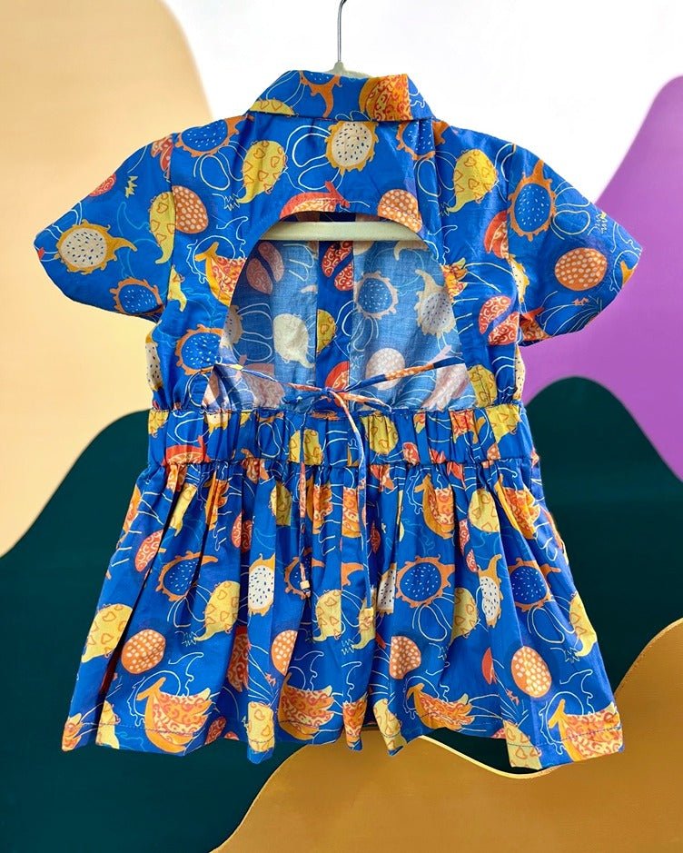 I-Peel- Good Printed Cotton Playsuit | Verified Sustainable Kids Frocks & Dresses on Brown Living™