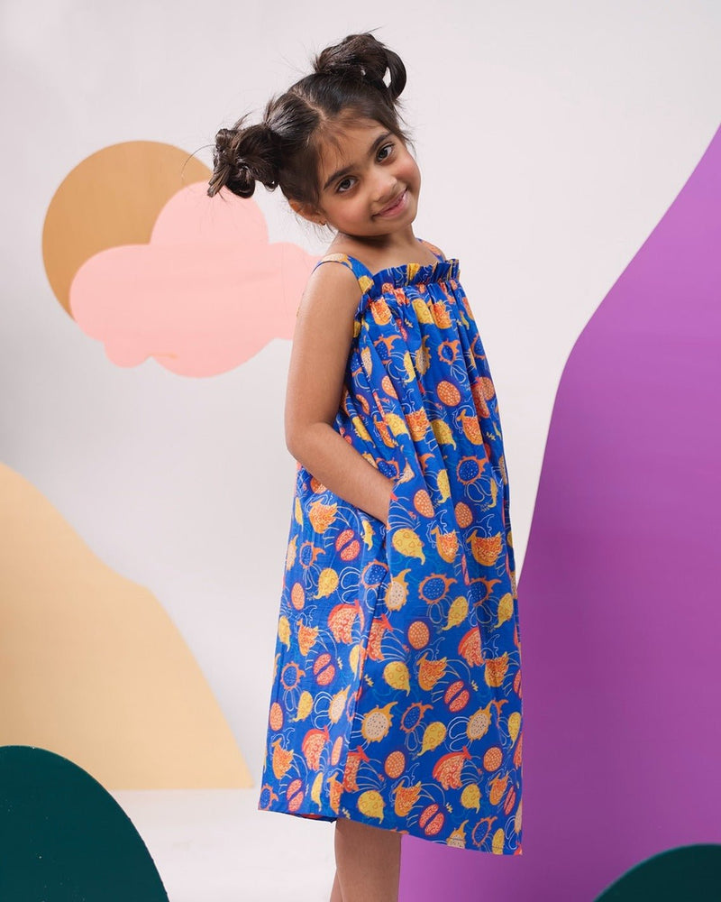 I-Peel- Good Printed Cotton Tie- Up Maxi Dress | Verified Sustainable Kids Frocks & Dresses on Brown Living™