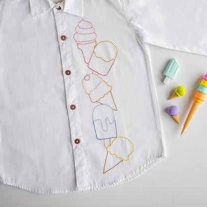 Ice Cream Embroidered Cotton Shirt – Kids Shirts on Brown Living™. SKU: IECS - 01. Img 9.