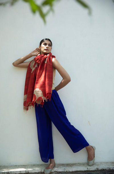 Icho 100% Natural Ahimsa Tussar Peace Silk Scarf – Womens Scarf on Brown Living™. SKU: NAESWT01. Img 3.