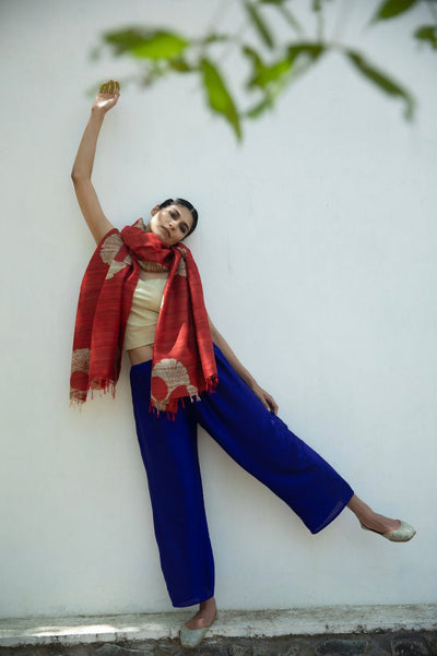 Icho 100% Natural Ahimsa Tussar Peace Silk Scarf – Womens Scarf on Brown Living™. SKU: NAESWT01. Img 1.