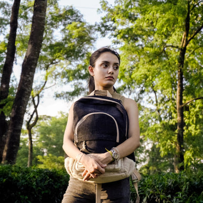 Ikigai Black Shoulder Bag | Minimal Everyday Bag for Travel – Backpacks on Brown Living™. SKU: OGBPIK02. Img 10.