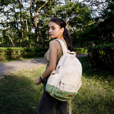 Ikigai White Hemp & Cotton Shoulder Bag | Eco Friendly Casual Bag – Backpacks on Brown Living™. SKU: OGBPIK01. Img 17.