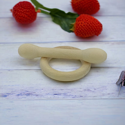 Immunity Boosting Neem Wooden Teethers of Shapes - Dumbbell & Ring – Baby Teethers & Soothers on Brown Living™. SKU: T_DBL-RNG. Img 2.