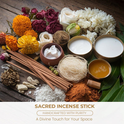 Incense stick Temple flower – Sacred (50 sticks) – Pooja Needs on Brown Living™. SKU: pnhpl - beesCandle - 06_24BL8858. Img 4.