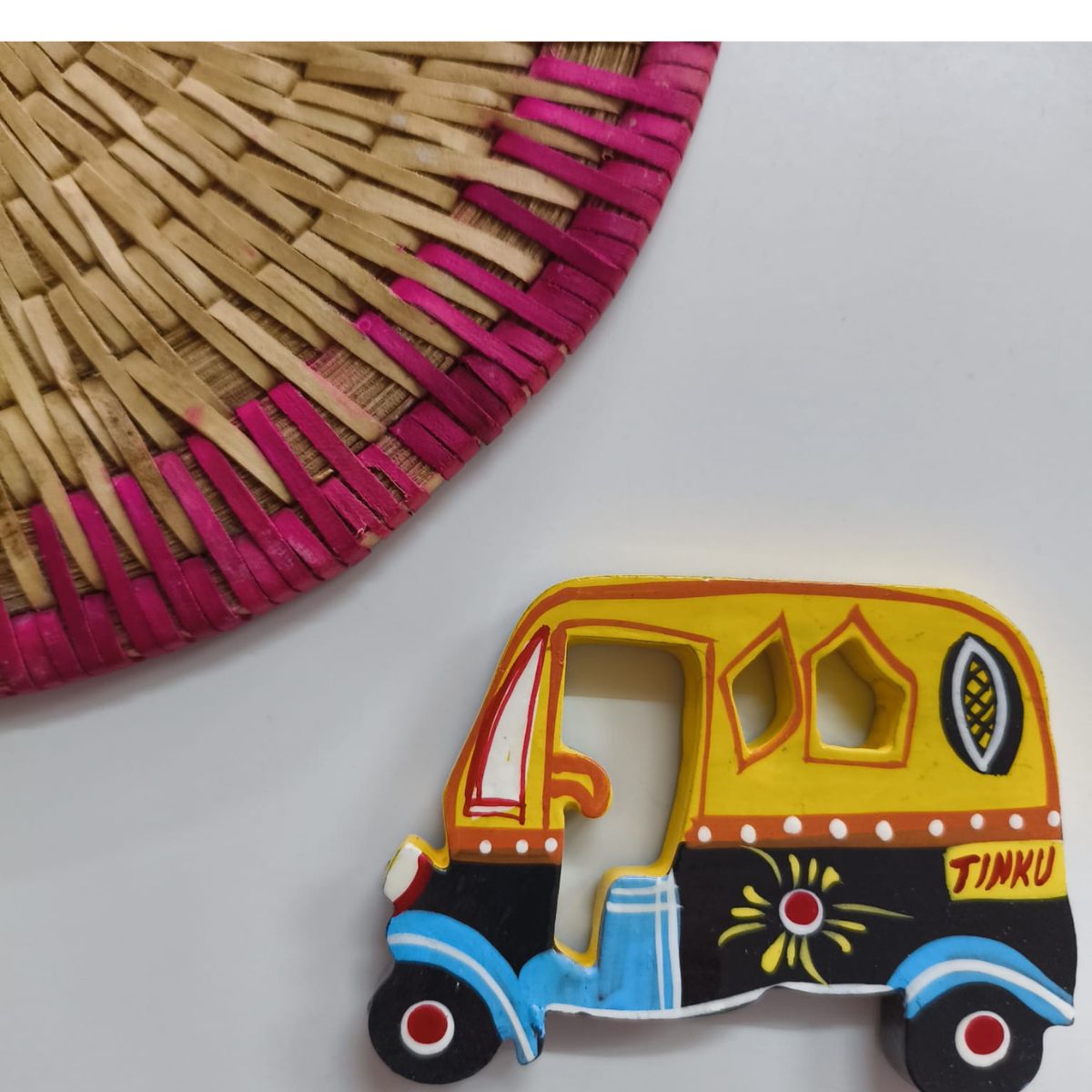 India Auto Magnet | Handcrafted Indian Souvenir Fridge Magnet – Art & Craft Supplies on Brown Living™. SKU: CD-HOM-MIN-AUT-MUL. Img 1.