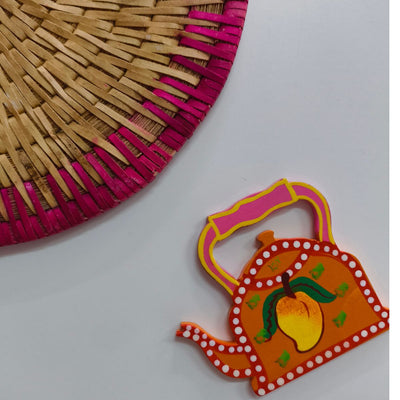 India Kettle Magnet | Handcrafted Indian Souvenir Fridge Magnet – Art & Craft Supplies on Brown Living™. SKU: CD-HOM-MIN-KET-MUL. Img 1.