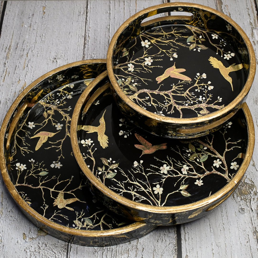Indian Crafted Round Trays - Pack of 3 – Home Decor by The Mohraj available on Brown Living™. Night Abstract Round Trays . SKU: MJ00135TYV. Img 8.