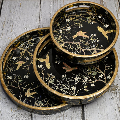 Indian Crafted Round Trays - Pack of 3 – Home Decor by The Mohraj available on Brown Living™. Night Abstract Round Trays . SKU: MJ00135TYV. Img 8.