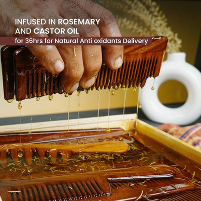 Indian Rosewood Straight Handle Wide Tooth Comb |Rosemary – Hair Brush on Brown Living™. SKU: PC_HA_WC_RWHC. Img 3.