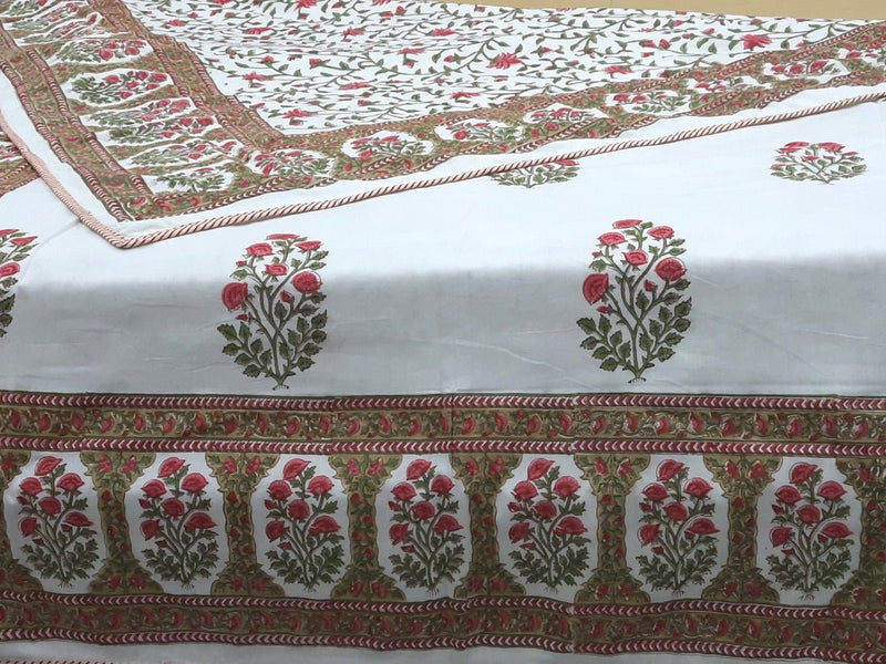 Indian Summer Reversible AC Quilt- Pink & White, Mughal Print (90x60inches) | Verified Sustainable Bed Linens on Brown Living™