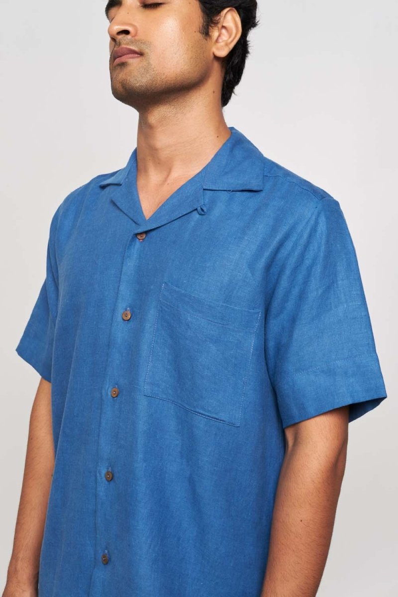 Indigo Camp Organic Cotton Shirt - Blue | Verified Sustainable Womens Shirt on Brown Living™