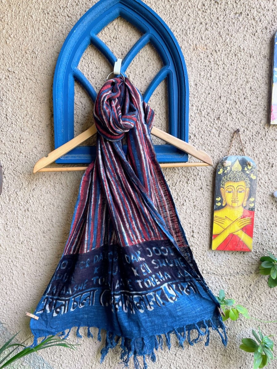 Indigo Ekla cholo stole – Womens Scarf by Forsarees available on Brown Living™. . SKU: SKU - 134. Img 4.