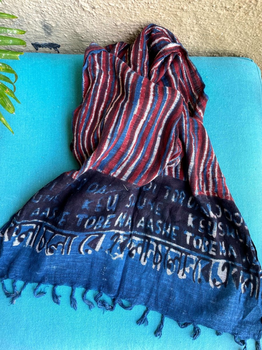 Indigo Ekla cholo stole – Womens Scarf by Forsarees available on Brown Living™. . SKU: SKU - 134. Img 1.
