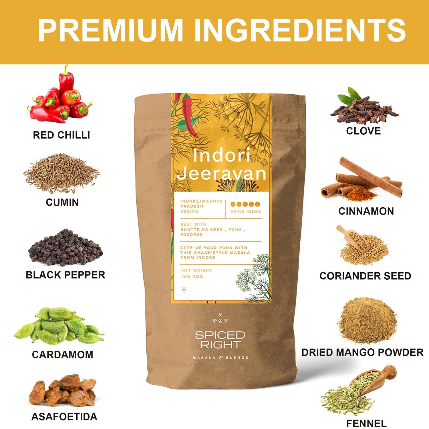 Indori Jeeravan - Authentic MP Sprinkler Masala, No Fillers – Seasonings & Spices on Brown Living™. SKU: SRIJ. Img 6.
