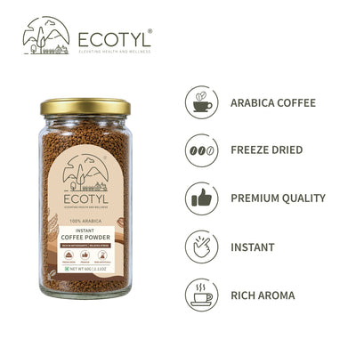 Instant Coffee Powder | Arabica Coffee | Freeze Dried | 60g – Coffee on Brown Living™. SKU: ECOTYL00064. Img 3.