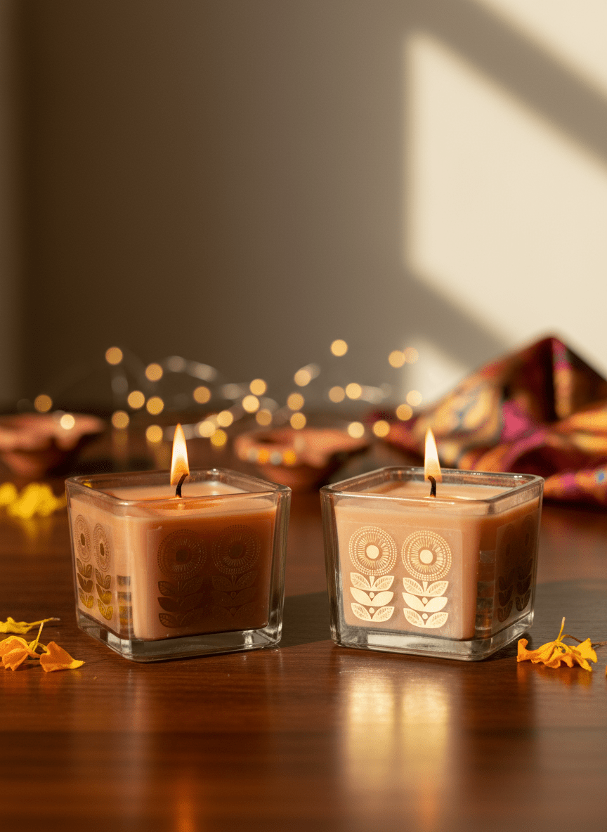 Ira Candles – Set of 2 Decorative Candles – Candles & Fragrances on Brown Living™. SKU: ICRH. Img 3.
