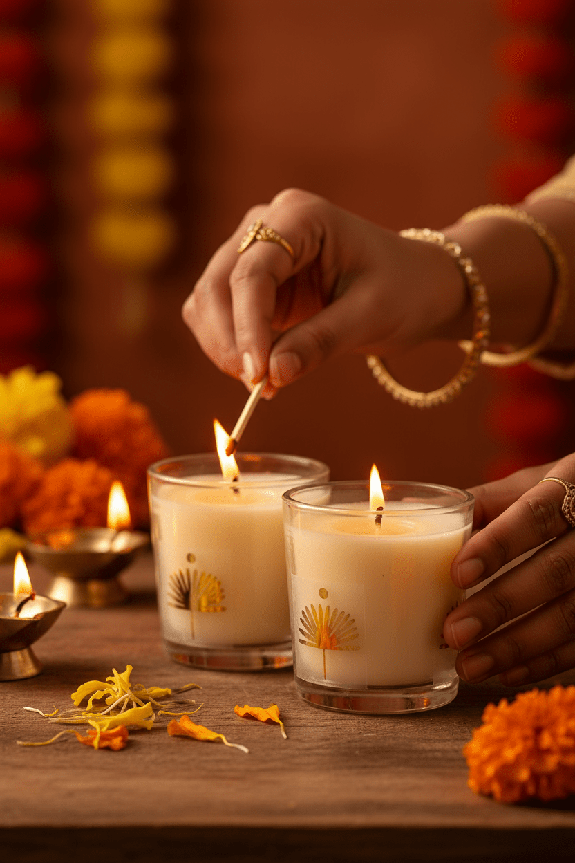 Ira Candles – Set of 2 Decorative Candles – Candles & Fragrances on Brown Living™. SKU: MACRH. Img 1.