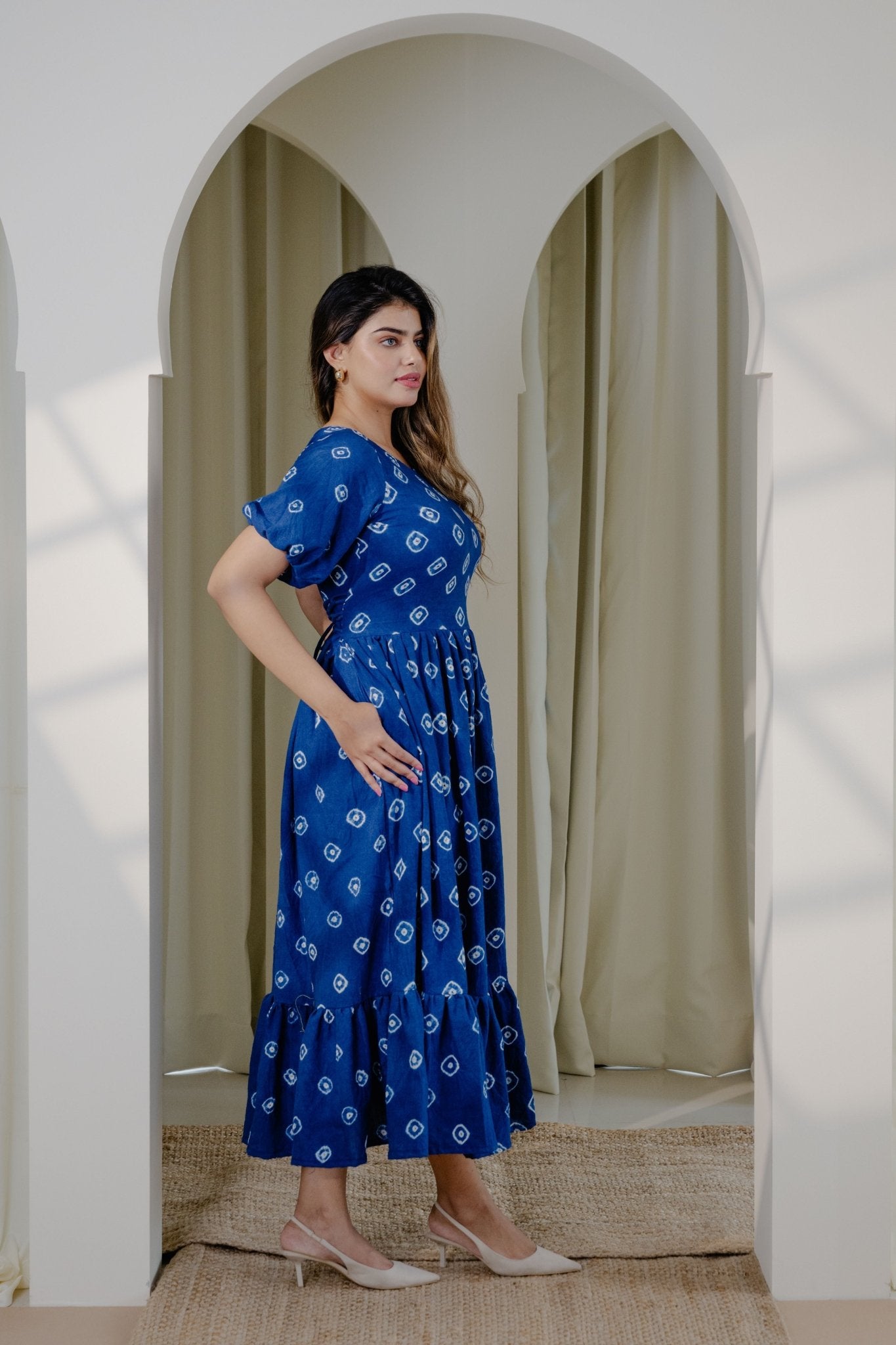 Iris Ankle Length Dress in Kala Cotton for Women – Womens Dress on Brown Living™. SKU: KAL-IRS-XXS. Img 3.