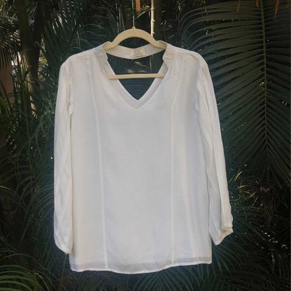 Ivora White Tencel Top For Women – Womens Top on Brown Living™. SKU: JDS6017-XS. Img 3.