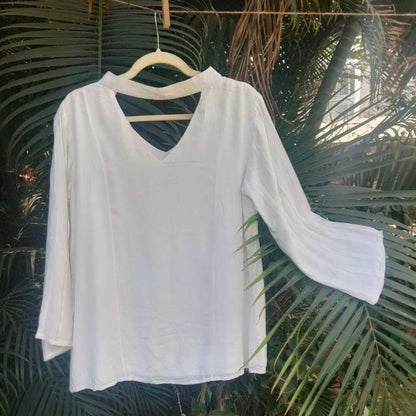 Ivora White Tencel Top For Women – Womens Top on Brown Living™. SKU: JDS6017-XS. Img 5.