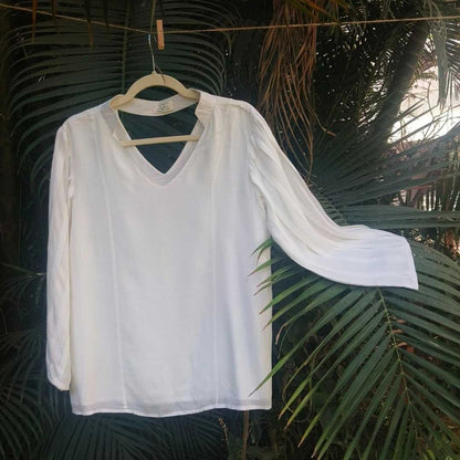 Ivora White Tencel Top For Women – Womens Top on Brown Living™. SKU: JDS6017-XS. Img 4.