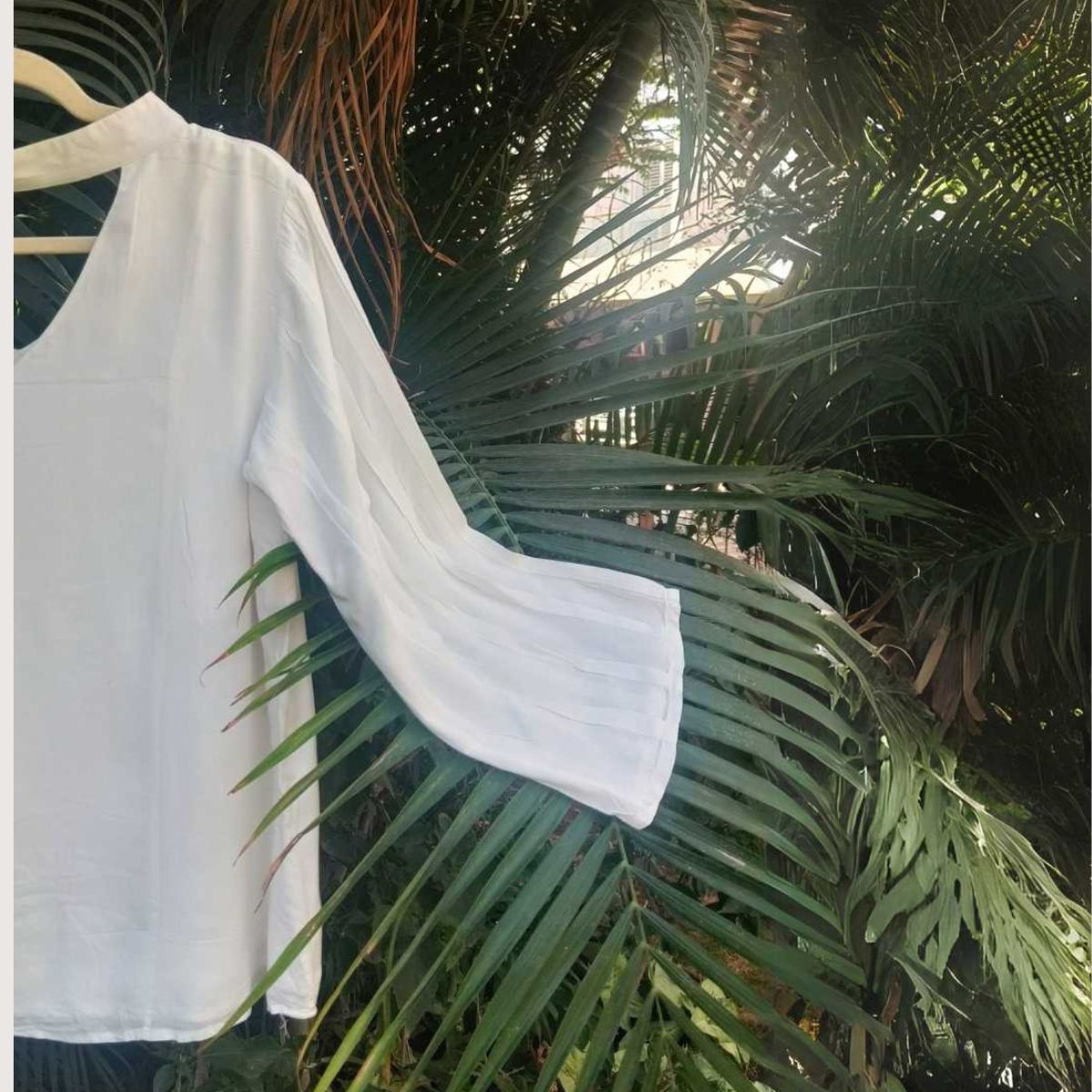 Ivora White Tencel Top For Women – Womens Top on Brown Living™. SKU: JDS6017-XS. Img 6.