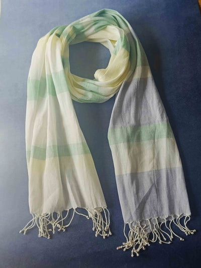 Ivory Blush Hemp Fabric Unisex Stole – Womens Scarf on Brown Living™. SKU: SSRH14_N. Img 1.