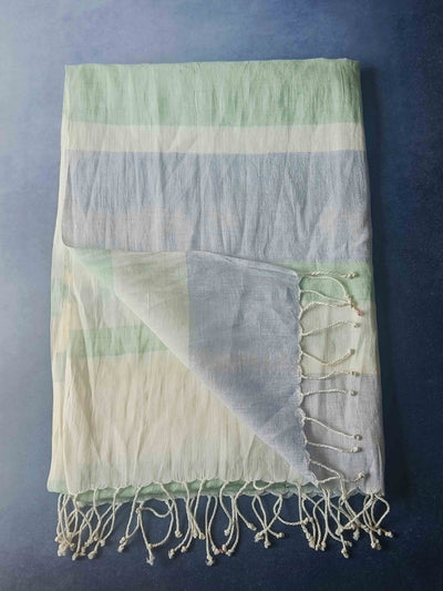 Ivory Blush Hemp Fabric Unisex Stole – Womens Scarf on Brown Living™. SKU: SSRH14_N. Img 2.