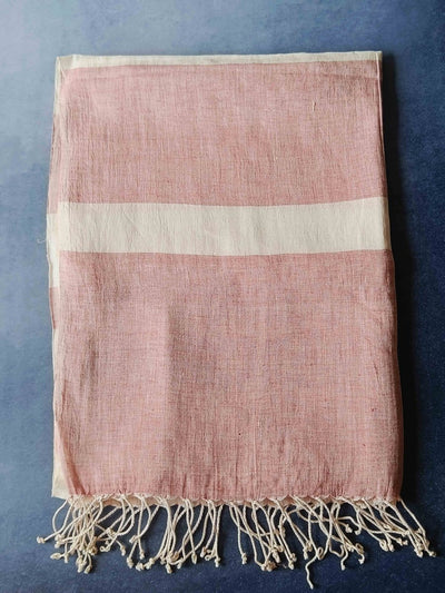Ivory Blush Hemp Fabric Unisex Stole – Womens Scarf on Brown Living™. SKU: SSRH10_N. Img 7.