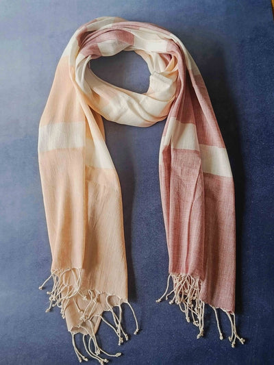 Ivory Blush Hemp Fabric Unisex Stole – Womens Scarf on Brown Living™. SKU: SSRH10_N. Img 6.
