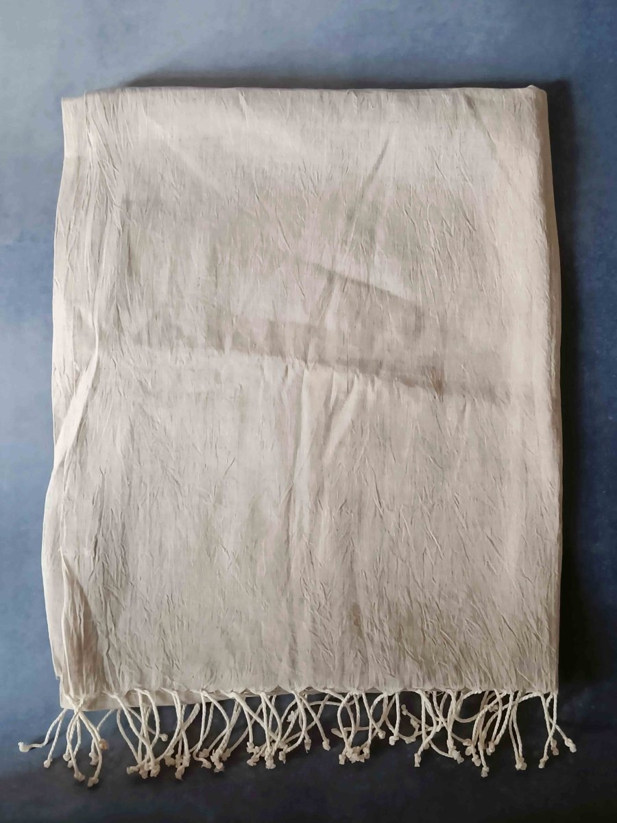 Ivory Blush Hemp Fabric Unisex Stole – Womens Scarf by Rasa Home available on Brown Living™. Smoke - Grey Hemp Stole . SKU: SSRH06_N. Img 9.