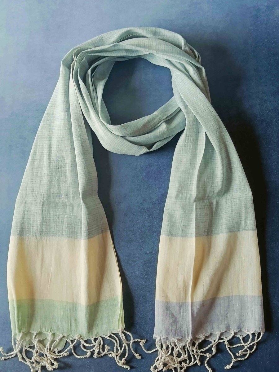 Ivory Blush Hemp Fabric Unisex Stole – Womens Scarf by Rasa Home available on Brown Living™. Striped Hemp Stole . SKU: SSRH02_N. Img 12.