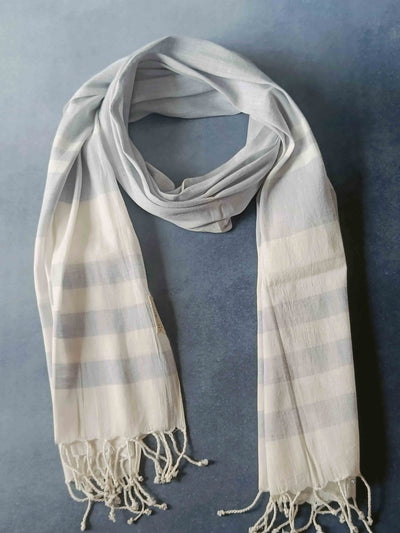 Ivory Blush Hemp Fabric Unisex Stole – Womens Scarf on Brown Living™. SKU: SSRH14_N. Img 4.