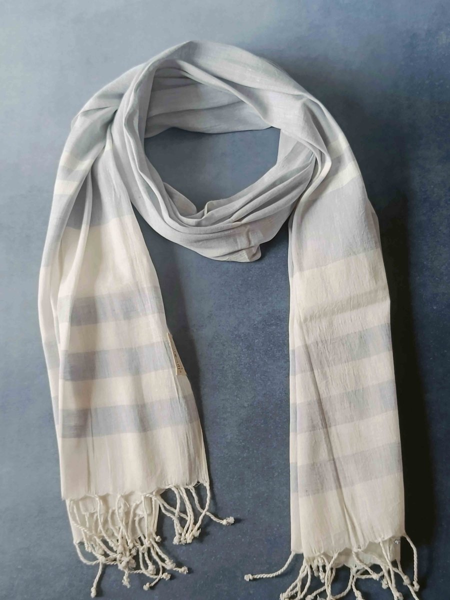 Ivory Blush Hemp Fabric Unisex Stole – Womens Scarf by Rasa Home available on Brown Living™. Violet Hemp Stole . SKU: SSRH14_N. Img 4.