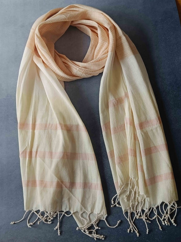 Ivory Hemp Fabric Unisex Stole | Verified Sustainable Womens Scarf on Brown Living™