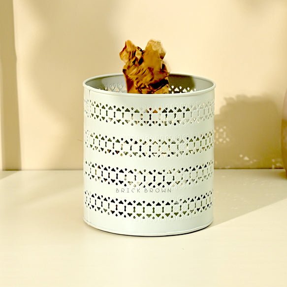 Ivory Mint Wastebasket Metal Trash Bin | Verified Sustainable by Brown Living™