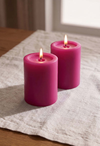 Ivory Pillar Candles Set of 2 | Elegant Decorative Candles – Candles & Fragrances on Brown Living™. SKU: IPC2. Img 2.